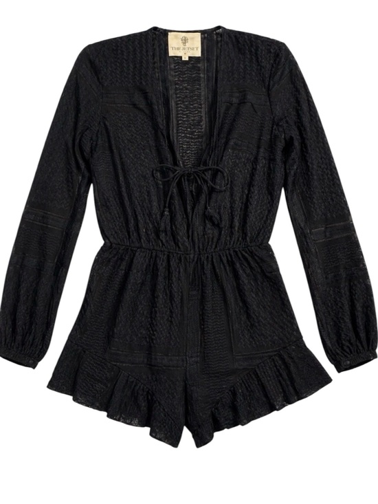 The Jetset Diaries Pants - The Jetset Diaries Casablanca Romper Black Long Sleeve Textured Tassel M